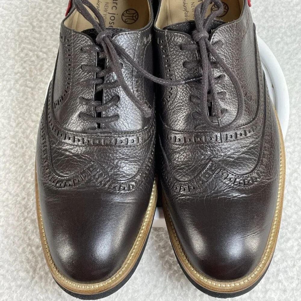 Marc Joseph New York Mens Size 9M Brown Leather Dress Shoes With Black Soles